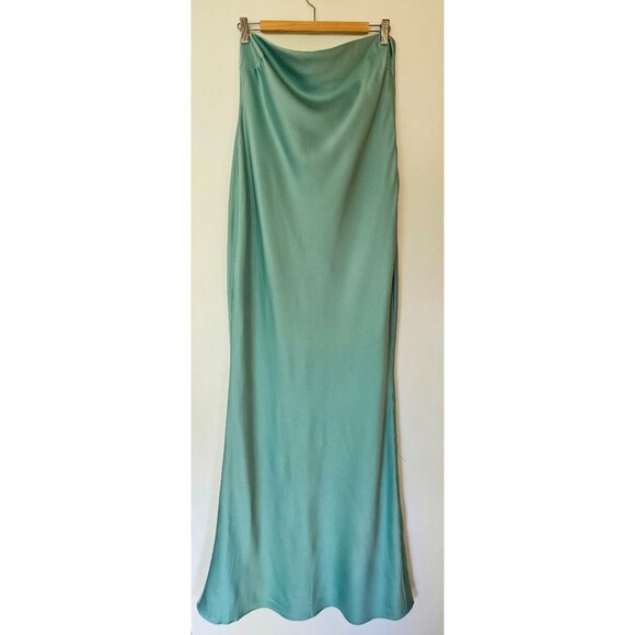 HOUSE of CB Alette Jade Satin  Strapless Maxi Dress Size XL - Picture 3 of 10